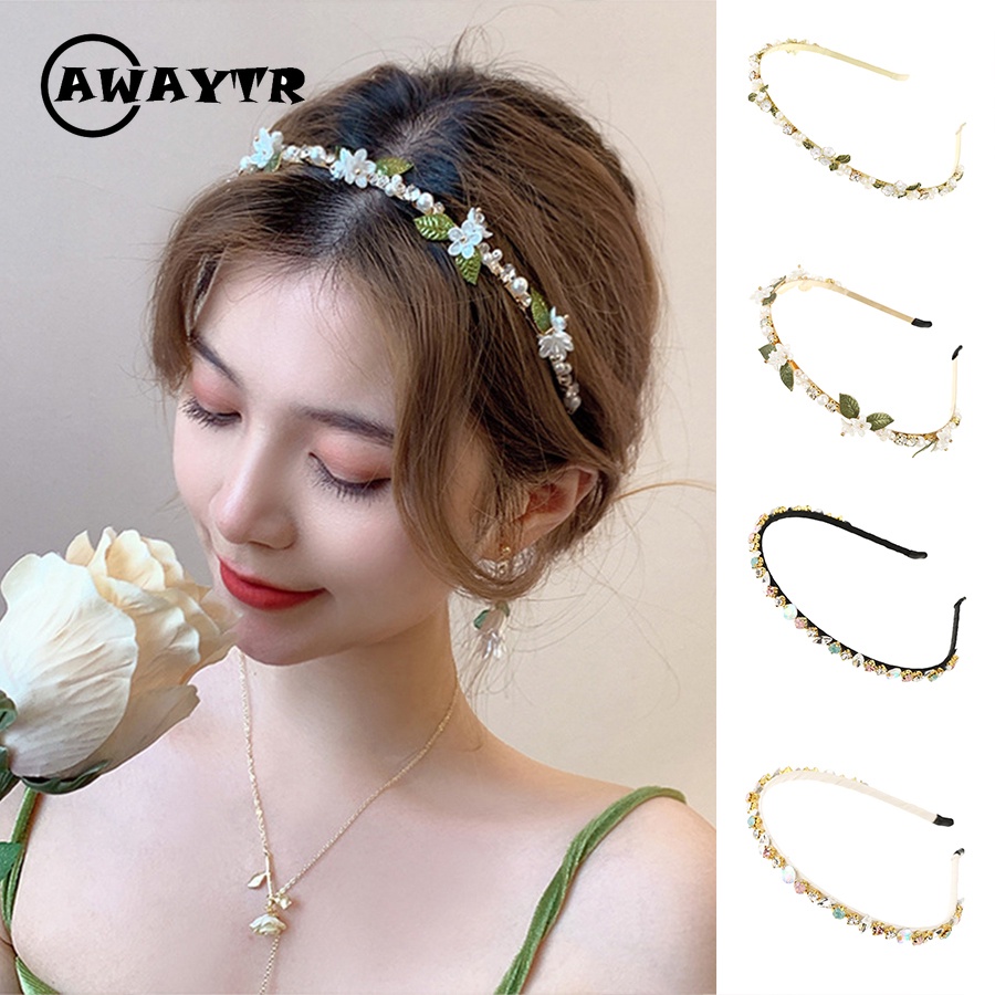Băng Đô Cài Tóc Đính Đá Ngọc Trai Thời Trang Phong Cách Hàn Quốc Cho Nữ