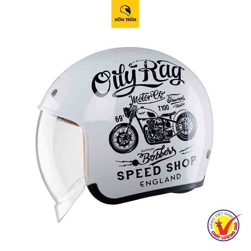 Nón bảo hiểm 3/4 Royal M139 có kính âm V5 trắng