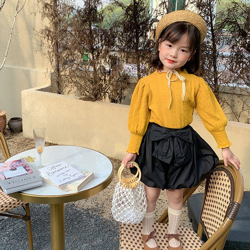 Áo Sơ Mi Cotton Mỏng Tay Phồng Dài Thoải Mái Thời Trang Xuân Thu Cho Bé Gái