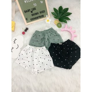 Quần đùi bé gái, quần bé gái chấm bi 2-10T. quần bé gái chất liệu đũi thô thoáng mát BABYLUX