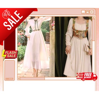 (Hàng có sẵn) Váy vintage tay phồng, thắt nơ, phong cách cổ điển, chất liệu dày dặn, phù hợp cho mọi dịp