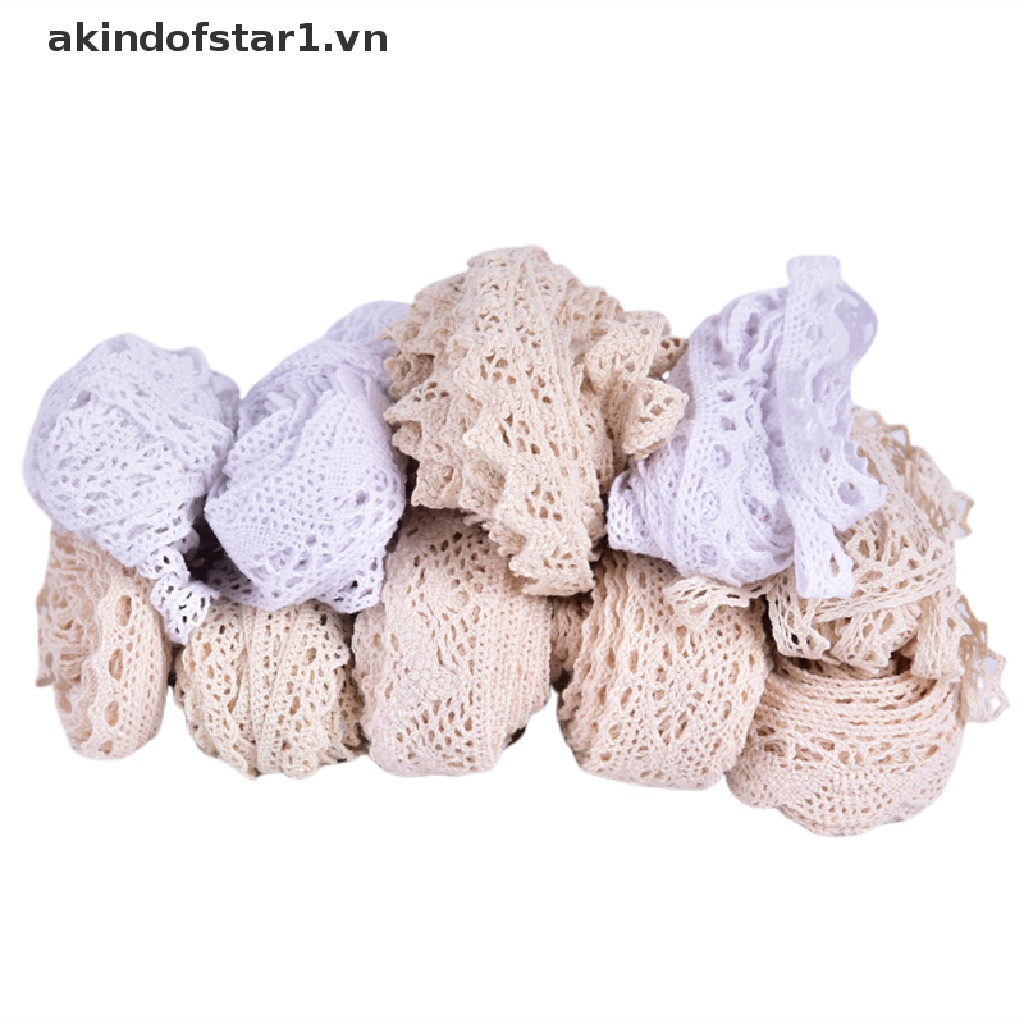 Bộ 5 Dây Ruy Băng Ren cotton 1m Dùng Làm Đồ Thủ Công DIY