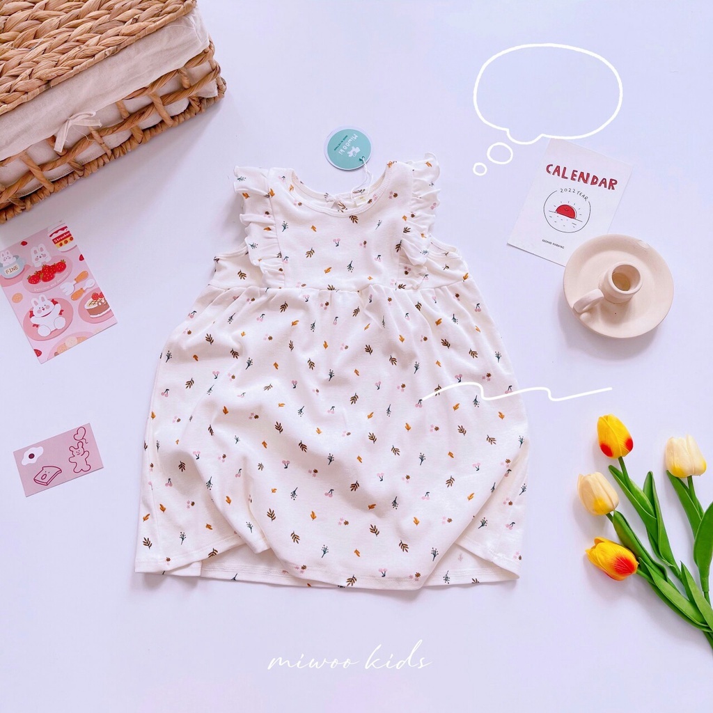 Váy cotton bozip bé gái Miwoo Kids.