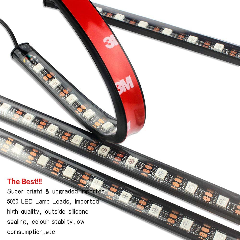 Dây Đèn LED RGB Nhiều Màu Điều Khiển Bằng Giọng Nói Trang Trí Xe Hơi