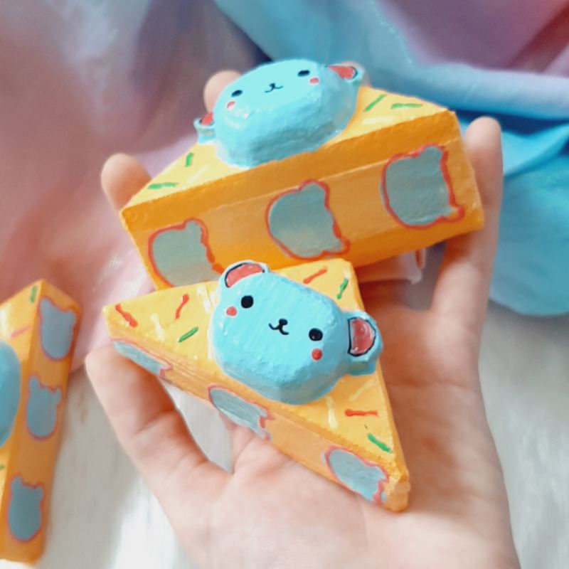 Squishy handmade bánh gato gấu mặt xanh dễ thương [Shop Thảo Tâm]