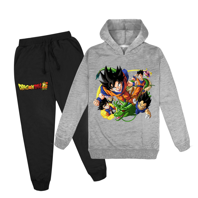 Áo Hoodies Có Nón Dài Tay + Quần Dài In Hình Dragon Ball Cho Bé