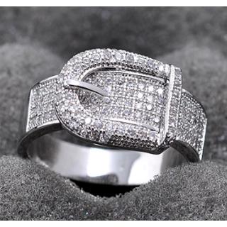 Nhẫn Bạc Đính Đá Sapphire Trắng Sang Trọng