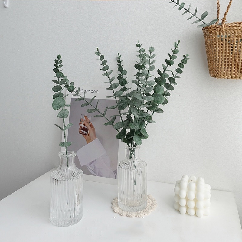 Nhánh cây bạch đàn giả phụ kiện chụp ảnh decor nhà cây hoa giả trang trí