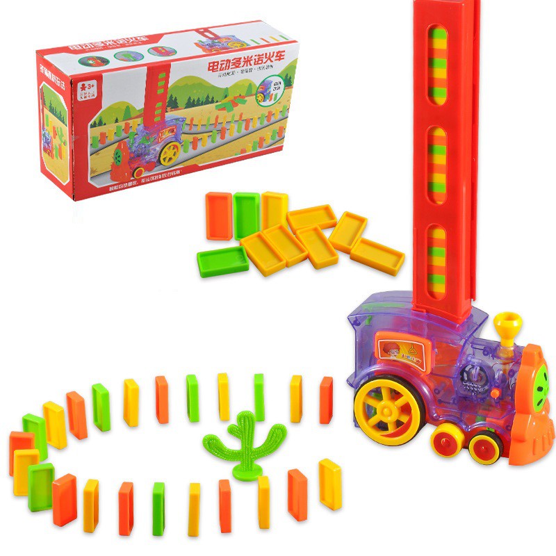 Xe Lửa Xếp Hình Domino  [HCM-GIÁ SỈ]  Tàu Hỏa xếp hình Domino, Có đèn, Âm Thanh, Chỉnh hướng, Bé vừa chơi vừa học.