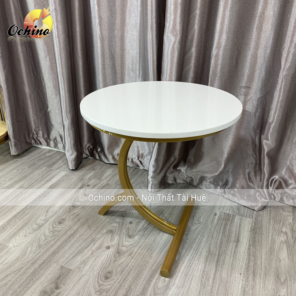 Bàn Trà Cong Trang Trí Góc Sofa Mặt Đá Tròn Khung Kim Loại Sơn Tĩnh Điện Trang Trí Phòng Khách ( Hình Thật Shop Chụp)