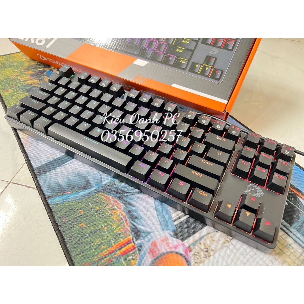 Bàn phím cơ Dareu EK87 Hồng Pink / Blue - Brown - Red Switch hàng chính hãng. bh 24 tháng