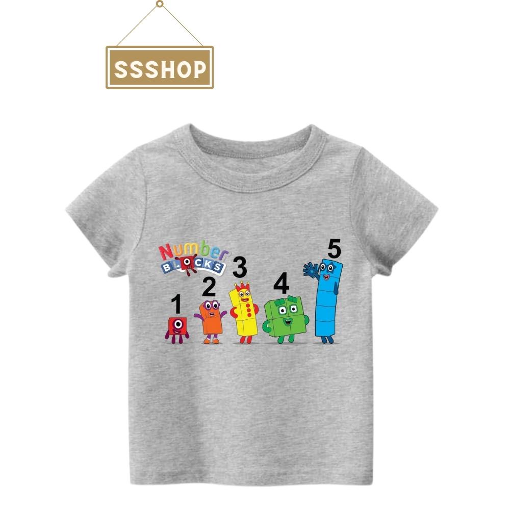 Áo thun bé trai và bé gái in hình numberblocks , Chất liệu cotton thoáng mát mềm mịn, Hình in không bong tróc SSSHOP 03
