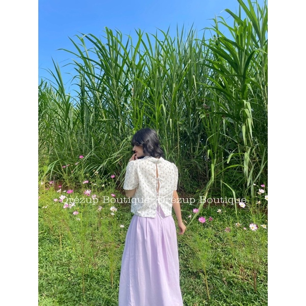 Set Yên Đan xô hoa kết hợp chân váy linen - Drézup Boutique