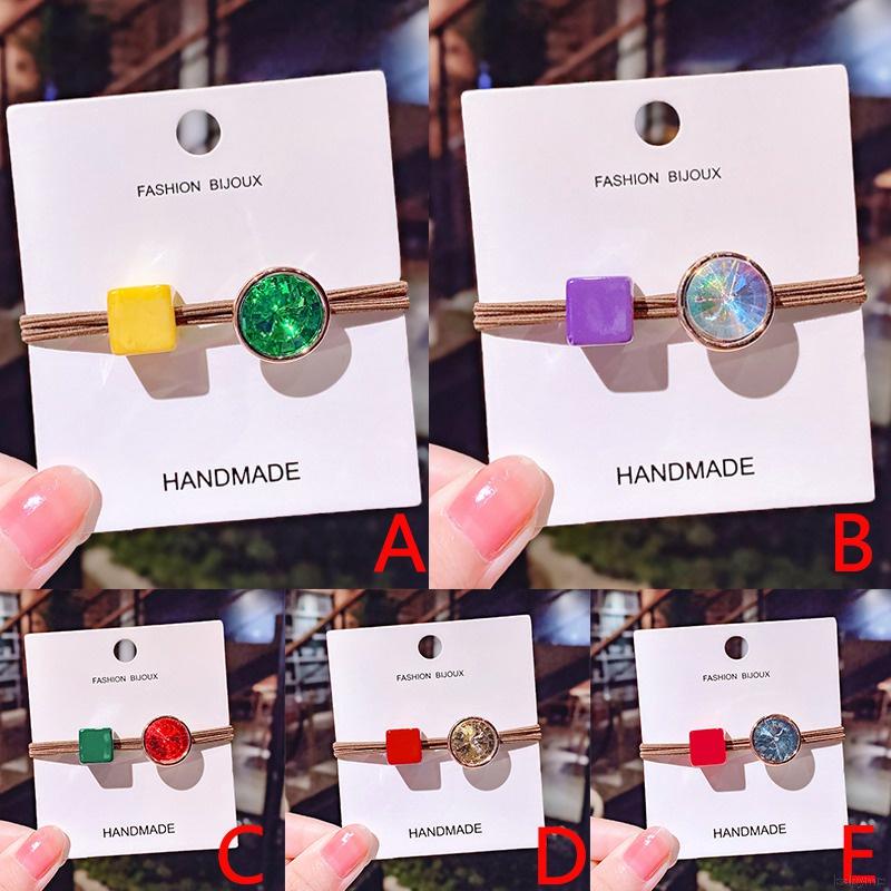 Dây Cột Tóc Cao Su Đính Đá Đơn Giản Phong Cách Hàn Quốc