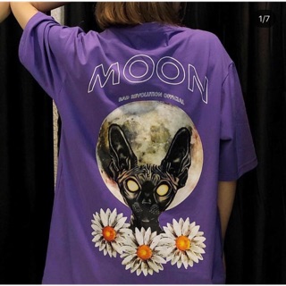 Áo Thun tay lỡ MOON UNISEX( Đen và Tím)