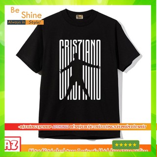 Áo thun Cotton in hình Ronaldo CR7 - Áo Phông Form rộng Màu đen vải đẹp