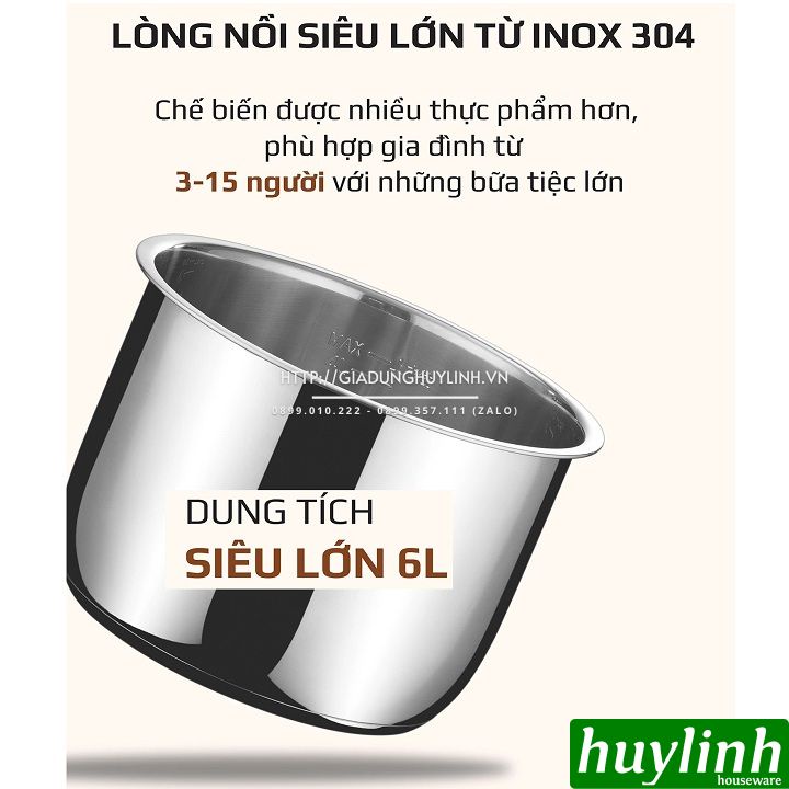 [Mã ELHAMS5 giảm 6% đơn 300K] Nồi áp suất điện đa năng Olivo PC60 - 6 lít - 1000W - 16 chức năng