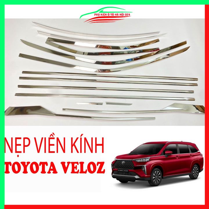 Bộ nẹp viền chân kính cong kính Veloz 2022-2024 Inox sáng bóng chuẩn form xe