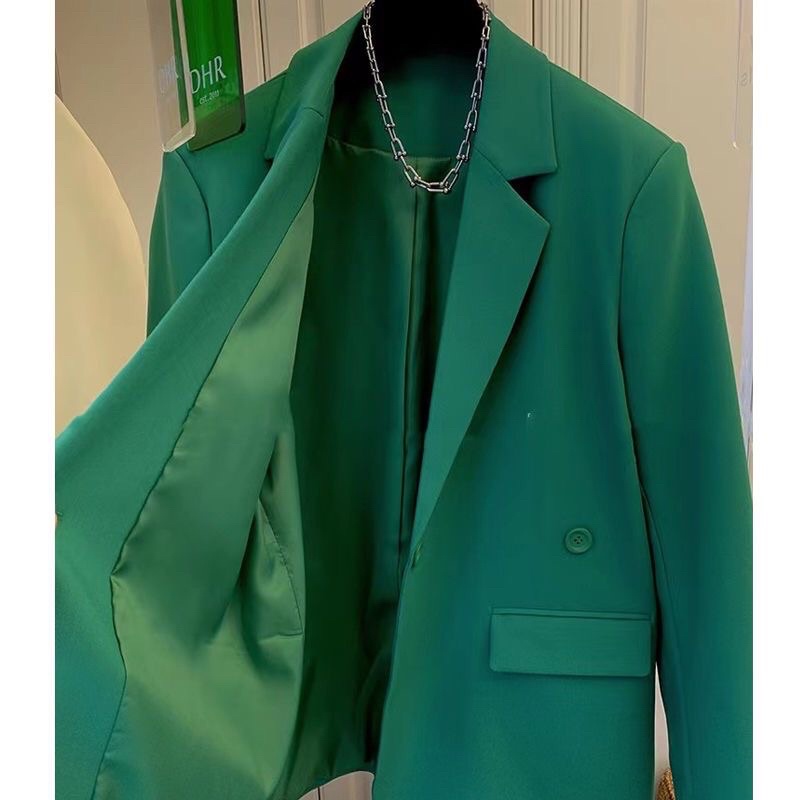Áo Blazer Màu Xanh Lá Dáng Xuông 2 Lớp - Elisa Store