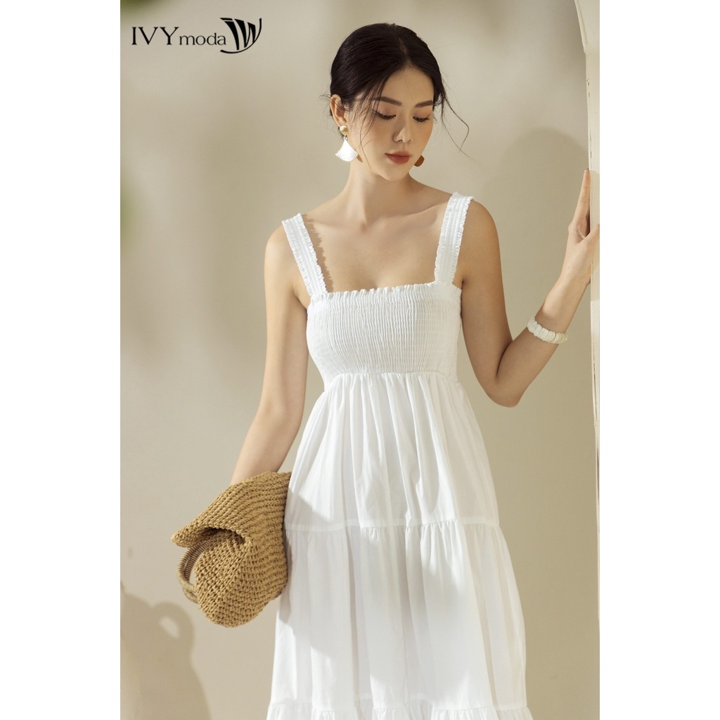 Đầm chần chun cổ vuông IVY moda MS 40B9271