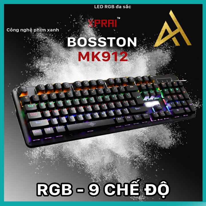 Bàn Phím Máy Vi Tính Laptop Chơi Game BOSSTON MK912A LED 7 Màu RGB - Bàn phím Cơ Keyboard Gaming Có Dây