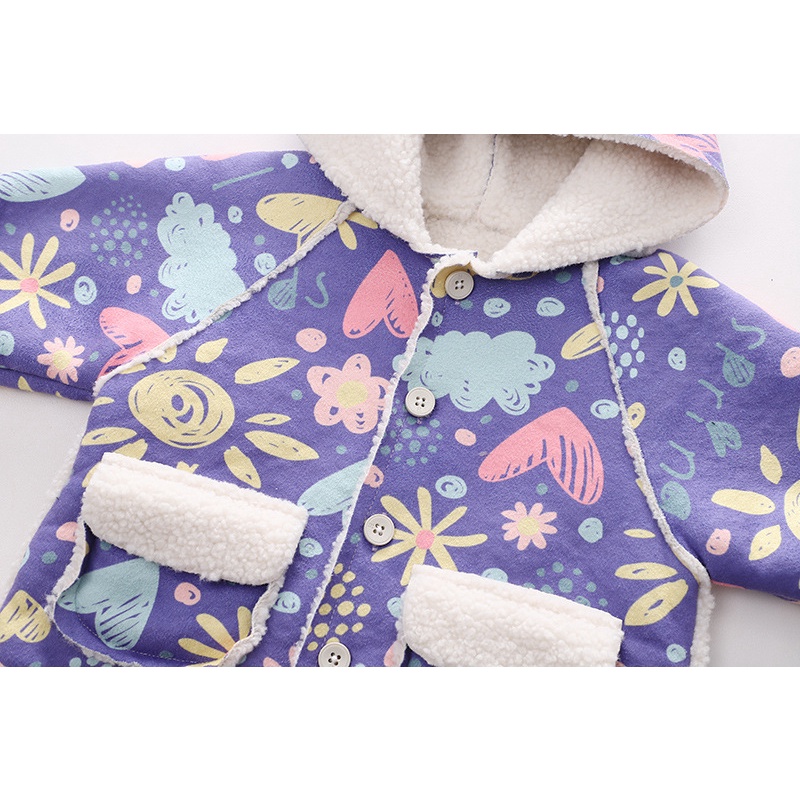 [Mã MINTCC10 giảm 10%] Áo Khoác Lông Cừu Nhiều Họa Tiết Tỉ Mỉ Ấm Áp Cho Bé Gái Từ 1 - 4 Tuổi - AK8506