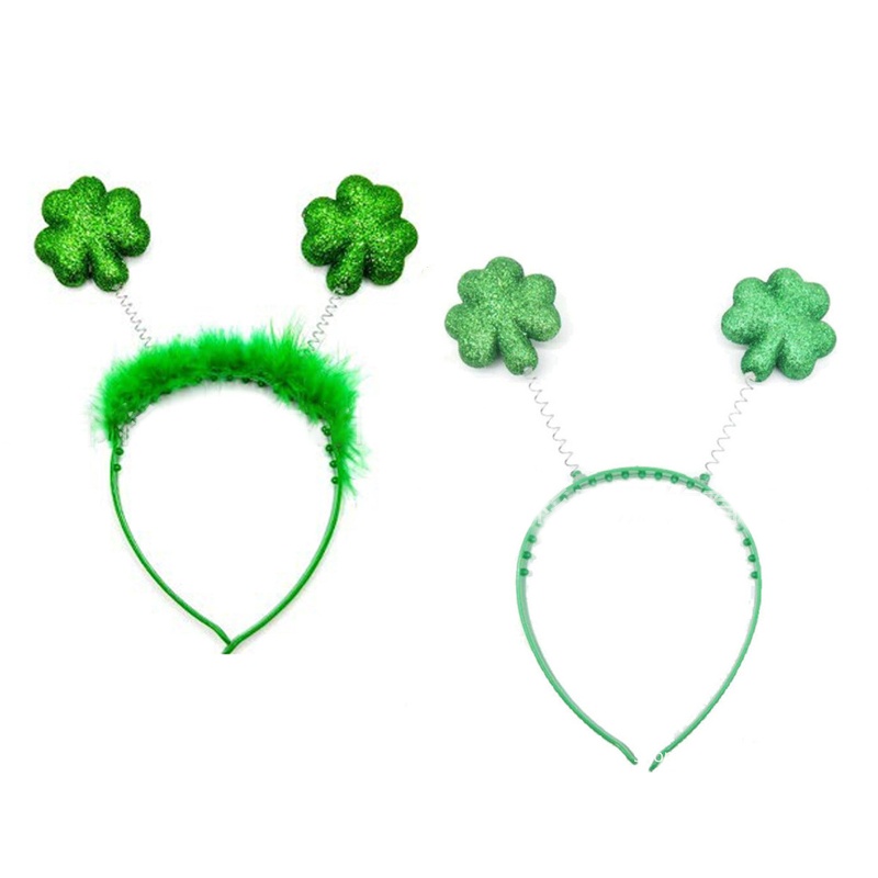Flgo Băng Đô Hình Cỏ Bốn Lá Đính Kim Sa Lấp Lánh Màu Xanh Lá Cây Saint Patrick s Day Phong Cách Kỳ Nghỉ