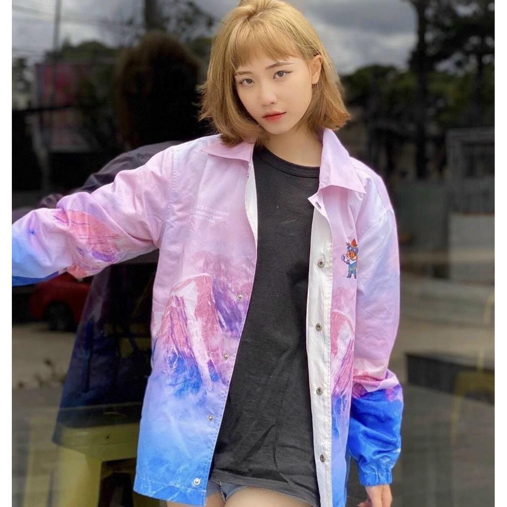 Áo khoác dù in kinh khí cầu dành cho nam cho nữ cổ bẻ, jacket form rộng cài cúc unisex ulzzang XUKA SHOP