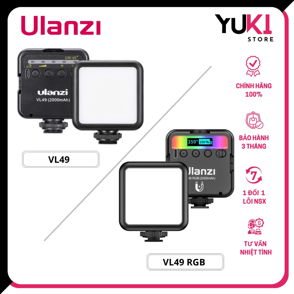 ULANZI VL49 / VL49 RGB - Đèn Led Mini Đa Năng Tích Hợp Pin Sạc 2000mAh - Hàng Chính Hãng