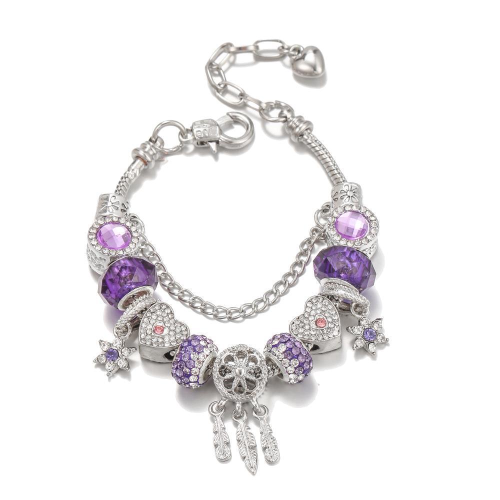 ❤zheting❤ Tay Nữ Mặt Dream Catcher Màu Tím Thời Trang