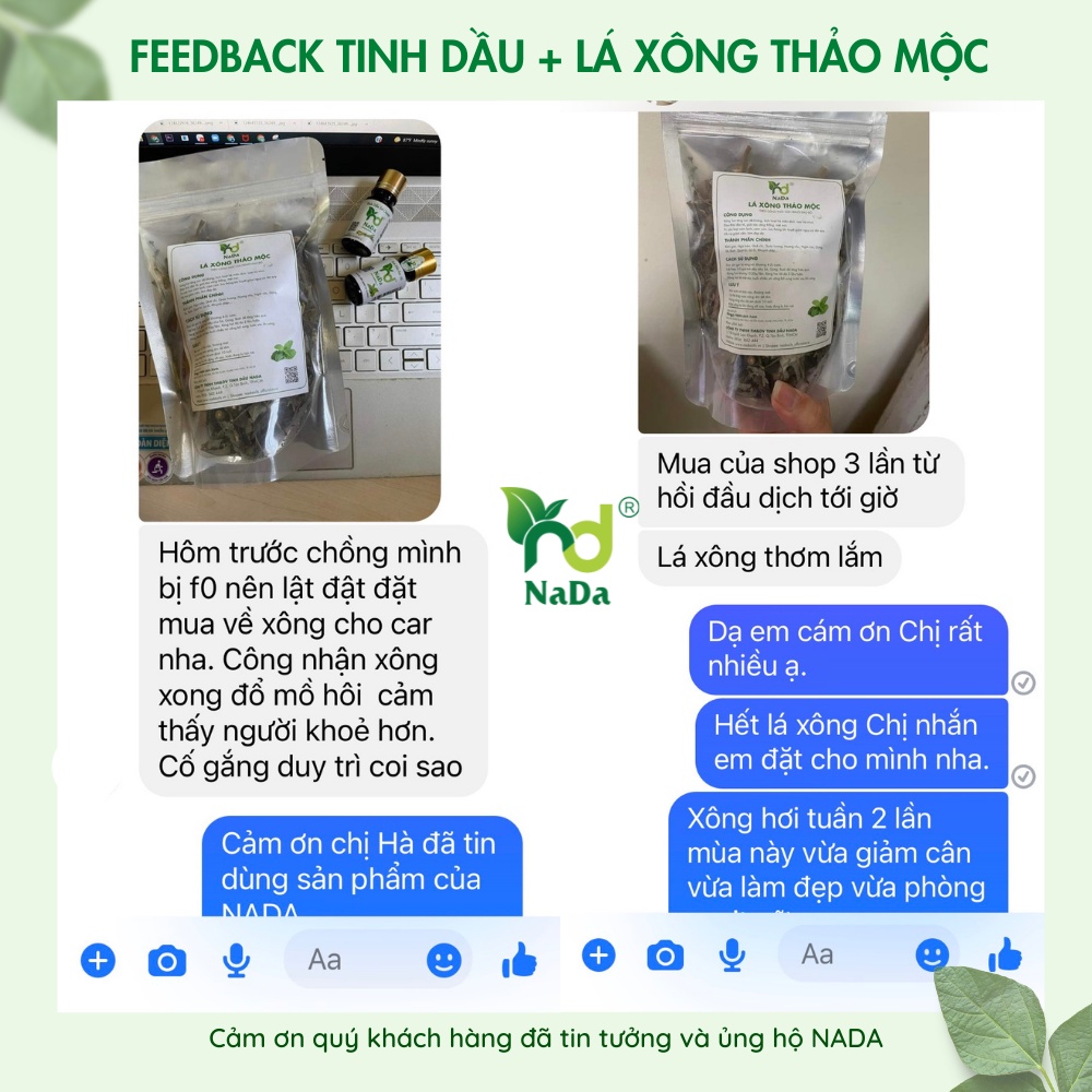 COMBO 20 Gói lá xông thảo mộc Nada  | Xông hơi toàn thân - Tăng sức đề kháng | TP 14 Loại thảo mộc