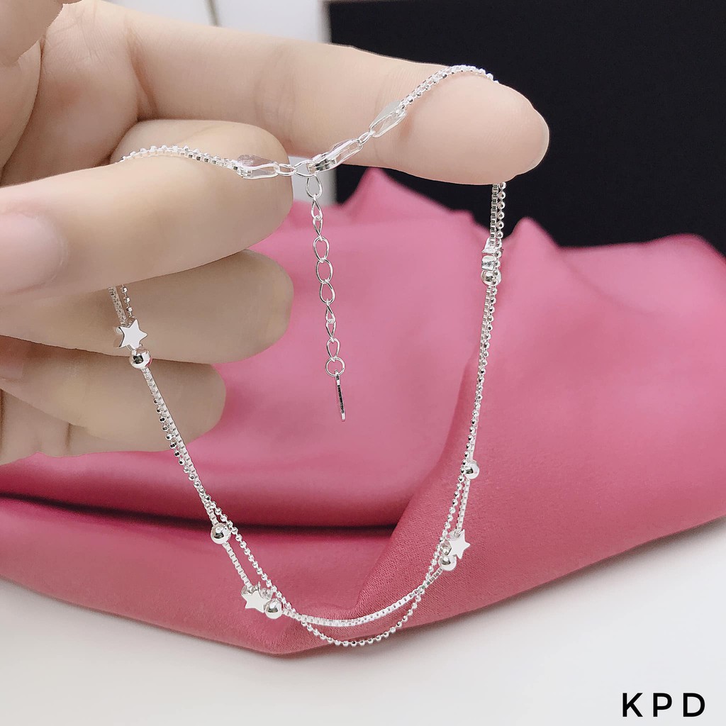 LẮC CHÂN BẠC NỮ HÌNH SAO DÁNG DÂY KÉP SIÊU XINH