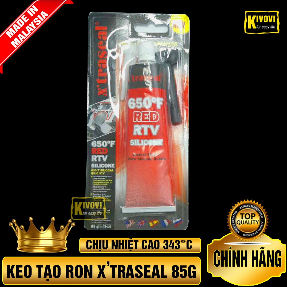 Keo Dán Tạo Ron Chịu Nhiệt X’traseal 650°F Red RTV Silicone 85G - Keo Tạo Gioăng Cho Ô Tô, Xe Máy-Keo Dán Đa Năng-Kivovi
