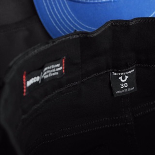 Quần bò đen trơn true.religion ba.sic