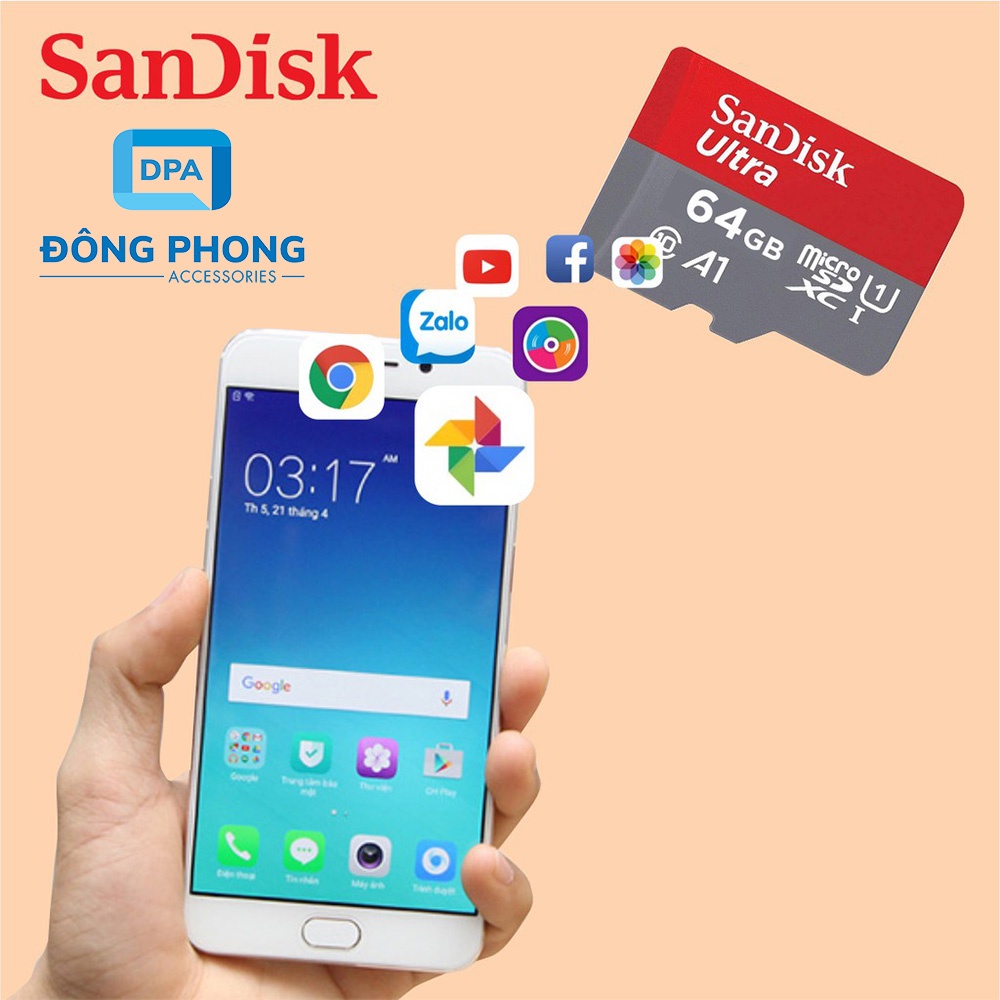 Thẻ Nhớ SanDisk Ultra 64GB 100MB/s MicroSDXC UHS-I A1 Chính Hãng