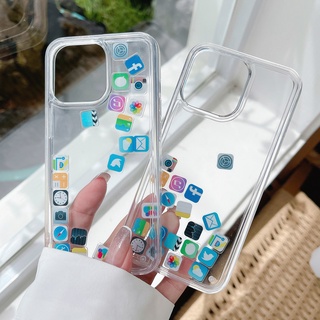 Ốp Điện Thoại Mềm Trong Suốt Chống Rơi In Logo App Nổi Cho iPhone 13 Pro MAX 12 11 Pro MAX XS MAX XR X 6 7 + 8 Plus