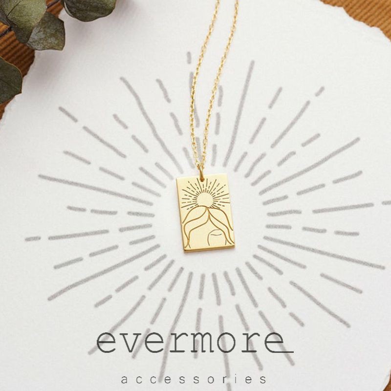 Dây chuyền cao cấp EVERMORE, vòng cổ nữ thần mặt trời, phong cách minimalist, thanh lịch D004