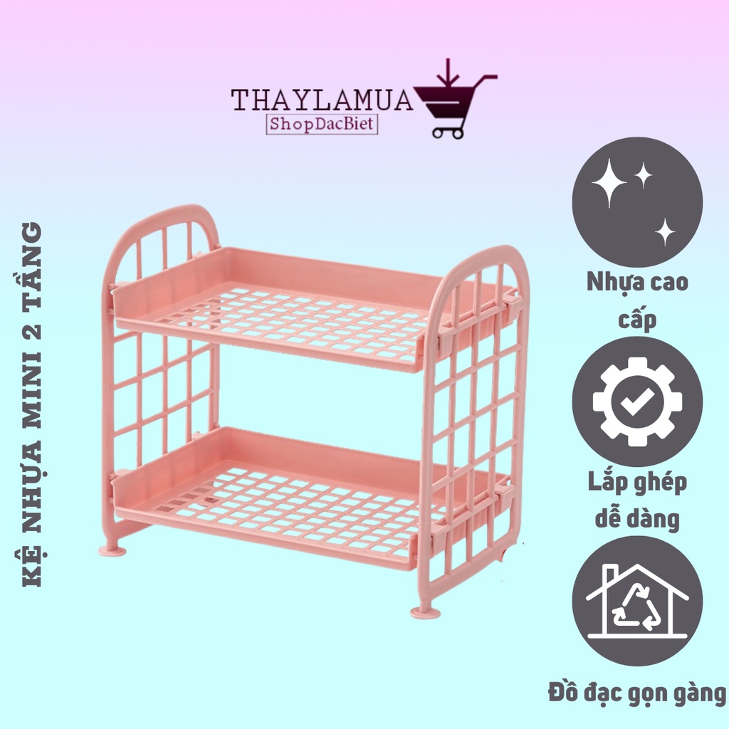 Kệ nhựa 2 tầng mini - Giá để đồ mini 2 tầng lắp ghép