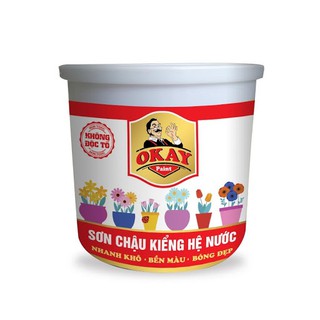 Sơn Chậu Kiểng Hệ Nước Okay Loại 1kg ( Nhanh Khô, Bền Màu, Bóng Đẹp )