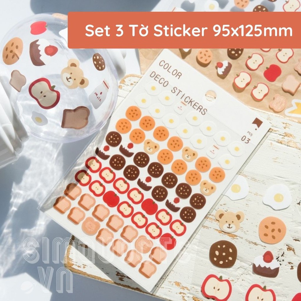 Set 3 Tấm Miếng Dán Sticker Với 6 Kiểu Dáng Xinh Xắn Dễ Thương ST05