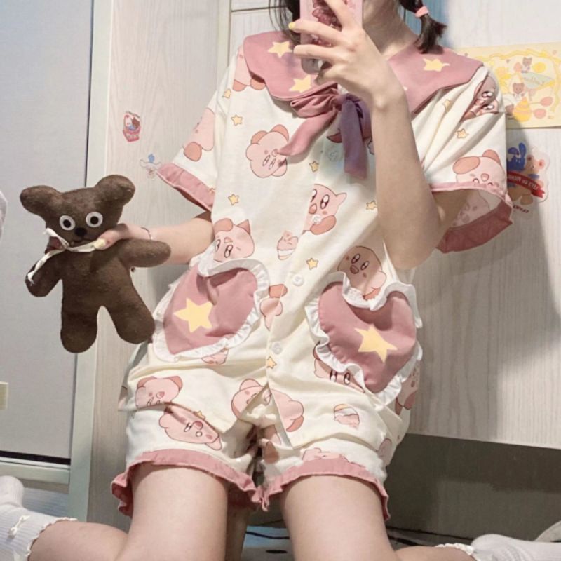 Đồ ngủ pyjama cotton Kirby pokemon dễ thương