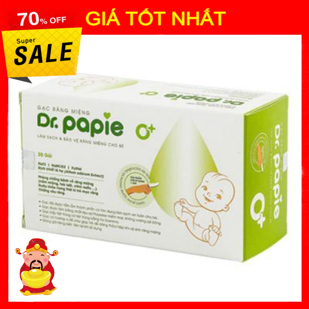 [ GIÁ TỐT NHẤT ]  Gạc rơ lưỡi Dr Papie (30 gói/hộp), giúp vệ sinh hàng ngày làm sạch lưỡi, nướu, răng, miệng cho bé. [ H