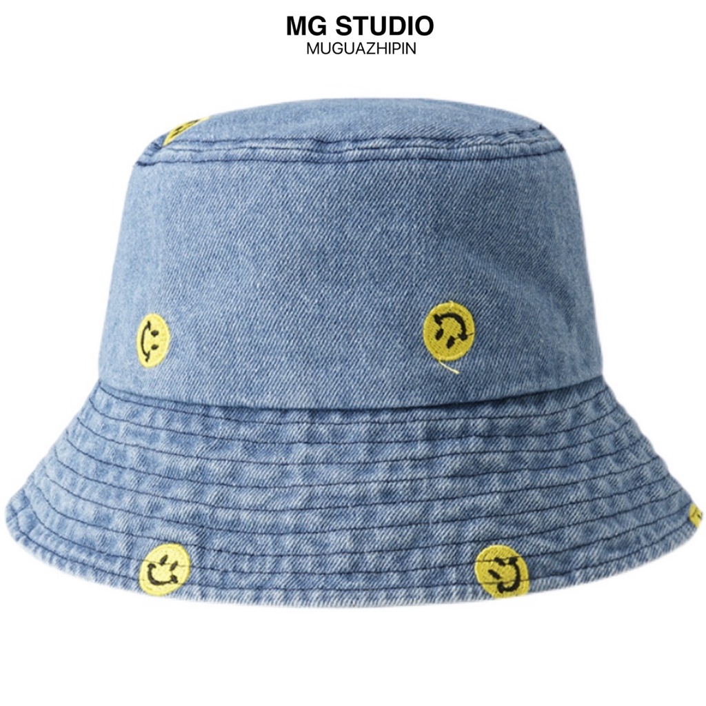 Mũ bucket MG STUDIO thêu họa tiết mặt cười