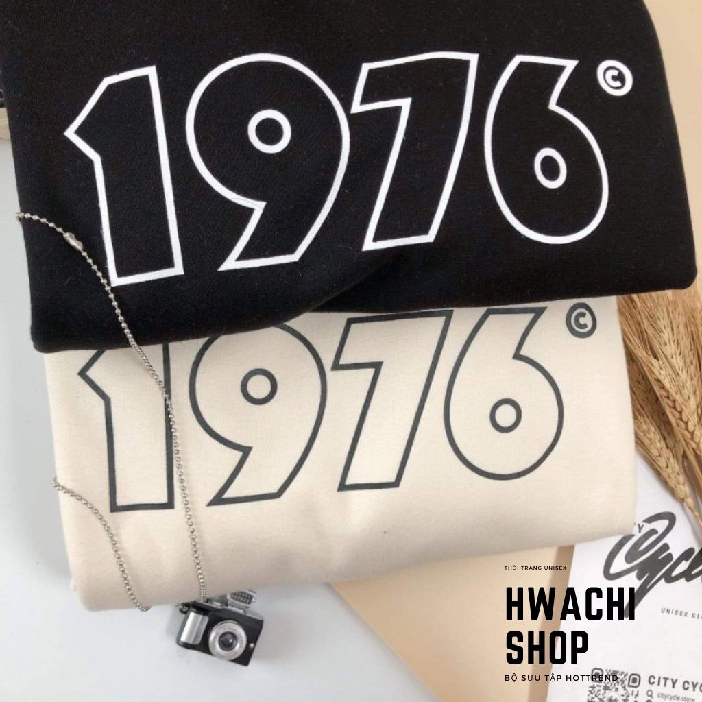 Áo sweater nỉ nam nữ, áo nỉ Unisex basic sweater dáng rộng in chữ 1976 2 màu so Hot G045 | BigBuy360 - bigbuy360.vn