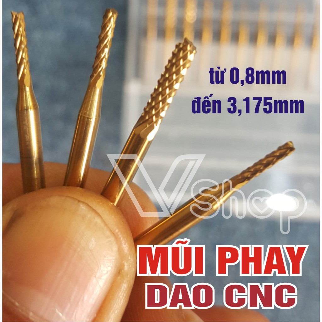 mũi phay, máy CNC, dao mắt dứa,khắc, cắt bo mạch. thép mạ titan