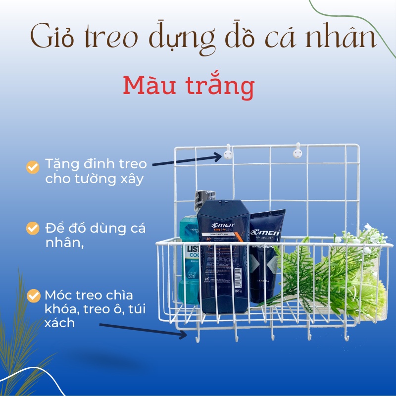 [ MÃ GIẢM 10%] Giỏ treo tường đa năng, để đồ nhà bếp, nhà tắm, đồ dùng cá nhân siêu tiện lợi, tặng kèm móc dán