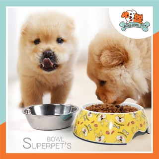 Chén Ăn Đôi Inox Hoạt Hình Cao Cấp cho Chó Mèo