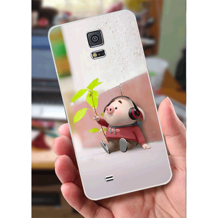 Ốp Lưng Samsung S5 (Dẻo) - Heo Đeo Tai Nghe Nhạc