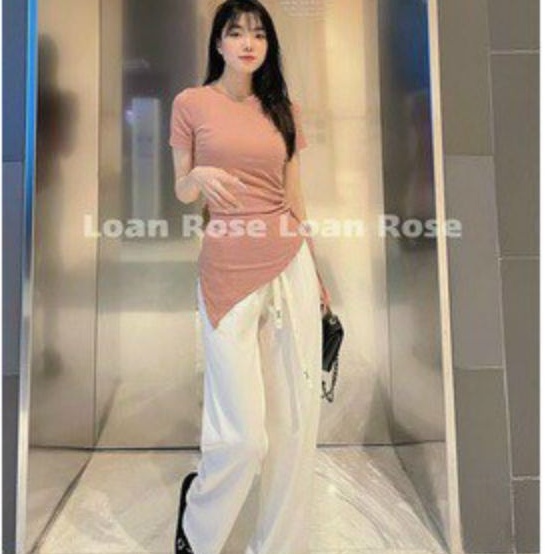 Áo thun tay ngắn  kiểu vạt nhọn rút dây 1 bên hot hit A15