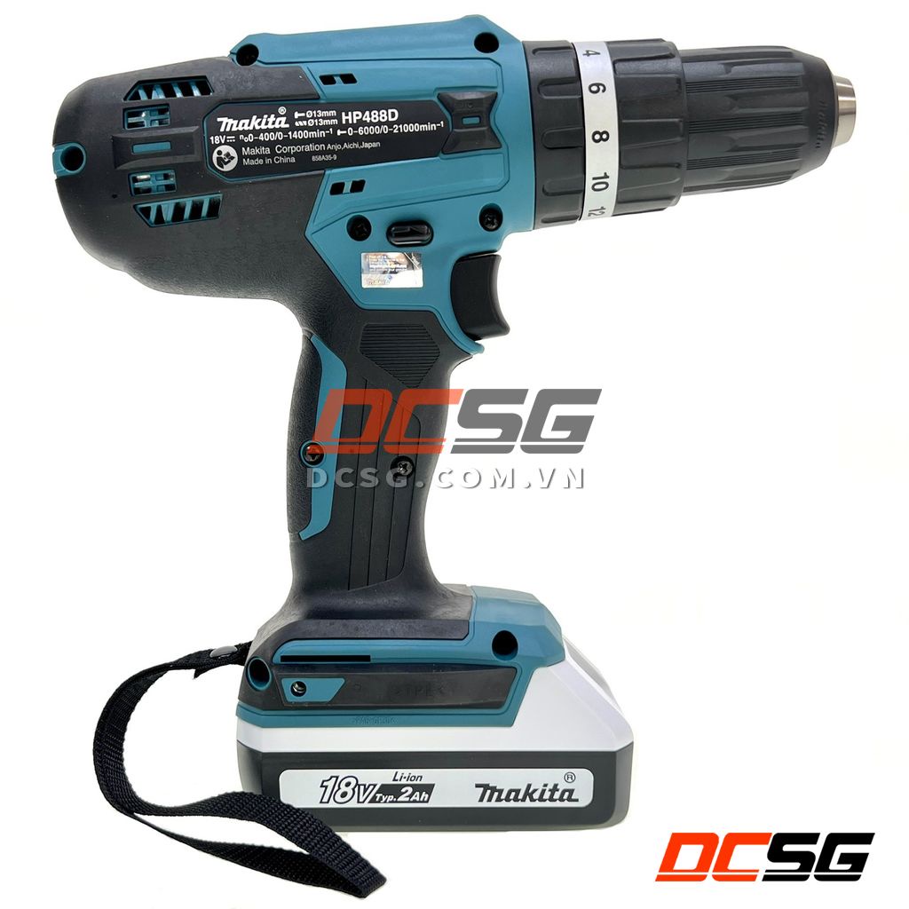 Máy khoan búa và vặn vít dùng pin Li-Ion G 18V Makita HP488DWAE | DCSG
